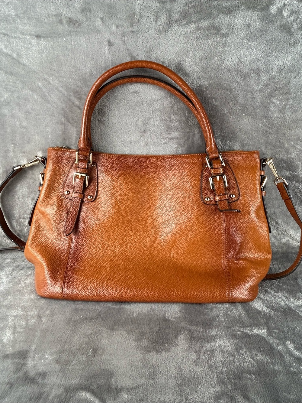 Kattee Satchel Tote Cognac Brown Leather Shoulder Bag Crossbody Strap‎ Purse